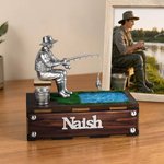 Personalized 3D Fishing Figurine with Name Office Desk Decoration Birthday Father's Day Gift for Fisherman Dad Man