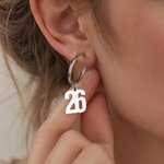 Personalized Initial and Number Ear Clips Minimalist Jewelry Daily Use Anniversary Birthday Gift for Her