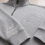 Personalized Couple Photo Embroidered T-shirt Quarter Zip Sweatshirt Hoodie with Text Birthday Wedding Anniversary Gift for Couple