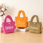 Personalized Embroidered Name Corduroy Crossbody Bag Birthday Back to School Gift for Kids Girls