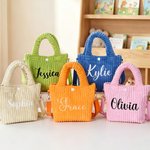 Personalized Embroidered Name Corduroy Crossbody Bag Birthday Back to School Gift for Kids Girls