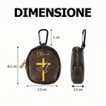Portarosario personalizzato in pelle PU con nome, motivi croce, colomba, pecora e gancio, uso quotidiano - Regalo di battesimo per cristiani