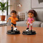 Personalized Cartoon Soccer Kids Photo Figurine Ornament with Name Desk Decor Team Birthday Gift for Boys Soccer Lovers