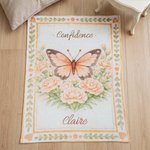 Personalised Watercolor Birth Flower Butterfly Soft Throw Blanket with Title and Name Home Decor Daily Use Birthday Gift for Girl Woman