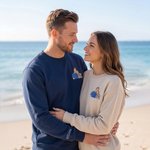 Personalized Couple Photo Embroidered T-shirt Quarter Zip Sweatshirt Hoodie with Text Birthday Wedding Anniversary Gift for Couple