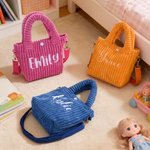 Personalized Embroidered Name Corduroy Crossbody Bag Birthday Back to School Gift for Kids Girls