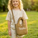 Personalized Embroidered Name Corduroy Crossbody Bag Birthday Back to School Gift for Kids Girls