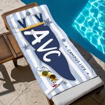 Personalised Pennant Quick Dry Oversized Beach Towel with School Name and Name Travel Essentials Beach Party Graduation Gift for Friends Graduates