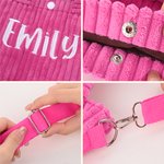 Personalized Embroidered Name Corduroy Crossbody Bag Birthday Back to School Gift for Kids Girls