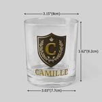 Personlig Luxury Crown Classic Badge Initial Rock Whiskey Glass med namn Födelsedag Fars dag present till man pappa make Groomsman