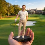 Personalized Photo into 3D Golf Character Figurine Ornament with Text Desktop Decor Birthday Team Gift for Golf Lovers