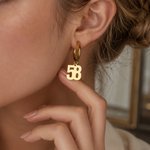 Personalized Initial and Number Ear Clips Minimalist Jewelry Daily Use Anniversary Birthday Gift for Her