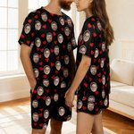 Personalisierter lustiger Pyjama mit eigenem Fotogesicht | Kurzes Schlafanzug-Set | Valentinstag Jahrestag Geburtstag Geschenk für Paare Damen Herren