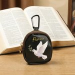 Portarosario personalizzato in pelle PU con nome, motivi croce, colomba, pecora e gancio, uso quotidiano - Regalo di battesimo per cristiani