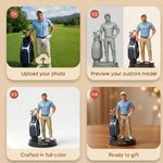 Personalized Photo into 3D Golf Character Figurine Ornament with Text Desktop Decor Birthday Team Gift for Golf Lovers