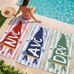 Personalised Pennant Quick Dry Oversized Beach Towel with School Name and Name Travel Essentials Beach Party Graduation Gift for Friends Graduates