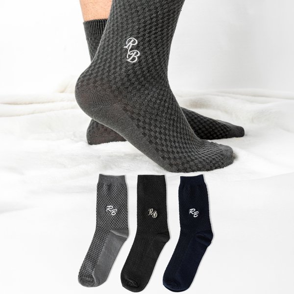 Personalized Embroidered Monogram Men's Wedding Socks Bachelor Party Proposal Wedding Gift for Best Man Groomsman Groom