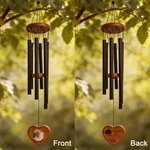 Personalised Photo Heart Wooden Wind Chimes with Text and Date Memorial Ornament Sympathy Gift for Loss of Dad Mom