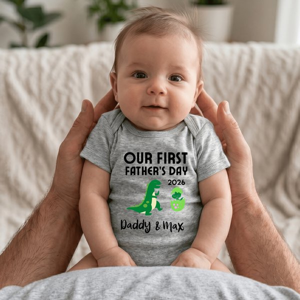 Personalised Our First Father's Day Together Father and Baby Matching Set 100% Cotton Shirt with Names Father's Day Gift for Baby New Dad