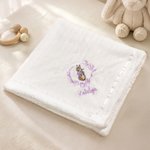 Personalised Embroidered Wreath Bow Beatrix Potter Peter Rabbit Soft Baby Blanket with Name Baby Shower Birthday Gift for Newborns Kids