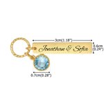 Personalised Blue Crystal Bridal Bouquet Charm with Engraved Text and Card Something Blue Wedding Gift for Bride