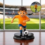 Personalized Cartoon Soccer Kids Photo Figurine Ornament with Name Desk Decor Team Birthday Gift for Boys Soccer Lovers