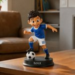 Personalized Cartoon Soccer Kids Photo Figurine Ornament with Name Desk Decor Team Birthday Gift for Boys Soccer Lovers