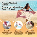 Personalizzato Doodle Art Pet Portrait Asciugamano da spiaggia sovradimensionato e morbido ad asciugatura rapida con nome Compleanno Regalo di viaggio estivo per i proprietari di animali domestici