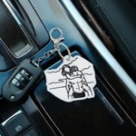Personalized Black and White Embroidered Photo Silhouette Keychain Bag Charm Travel Use Birthday Wedding Gift for Boyfriend Husband Lover