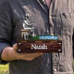Personalized 3D Fishing Figurine with Name Office Desk Decoration Birthday Father's Day Gift for Fisherman Dad Man
