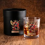 Personalised Eagle Crown Initial 10 oz Old Rock Whiskey Glass with Name Father's Day Birthday Gift for Men