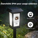 Lampe solaire de jardin personnalisée avec photo nom et texte - Cadeau de commémoration pour la famille et les amis