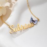 Personalized 3D Birth Butterfly Necklace with Name Dainty Jewelry Birthday Anniversary Gift for Her