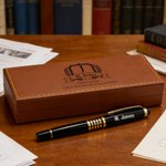 Stylo noir personnalisé avec nom - Boîte au choix avec initiale et nom - Cadeau de remerciement pour professeurs collègues