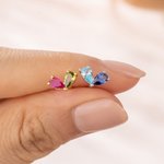 Personalised Symmetrical Heart Birthstone Sterling Silver Stud Earrings Minimalist Jewellery Birthday Anniversary Gift for Women