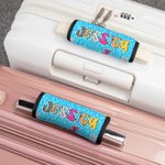 Personalizzato Retro Graffiti Checkerboard Polka Dots Maniglia del bagaglio con nome Set di 2 accessori da viaggio Regalo di compleanno per amici e famiglia