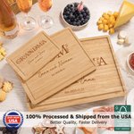 Personalized Engraved Floral Mom Grandma FSC Bamboo Cutting Board with Name and Juice Groove Ship from USA Mother's Day Birthday Gift for Family