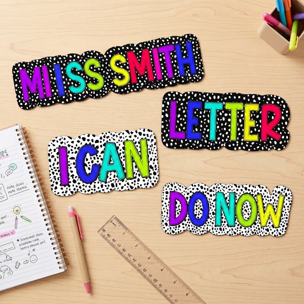 Personalised Multicoloured Rainbow Doodle Letter Whiteboard Magnet with Text Daily Interactive Teaching Tool Back to School Gift for Teachers