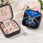 Personalizzato Cheerleading Cartoon Character PU Leather Jewelry Box Game Day Team Gift per Cheerleader Coach