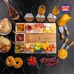 Personalized Engraved Name Date 11 Pcs Cutting Board Coaster Set with Ceramic Bowl Wooden Spoon Ship from USA Housewarming Gift for Family Friend