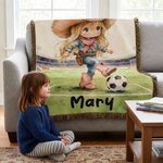 Gepersonaliseerd Cartoon Voetbal Cowboy Cowgirl Tassel Zacht Werpdeken met Naam Home Decor Verjaardagscadeau voor kinderen Voetbal Cowboy Liefhebbers