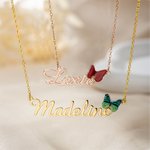 Personalized 3D Birth Butterfly Necklace with Name Dainty Jewelry Birthday Anniversary Gift for Her