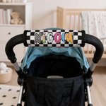 Personalizzato Retro Graffiti Checkerboard Polka Dots Maniglia del bagaglio con nome Set di 2 accessori da viaggio Regalo di compleanno per amici e famiglia