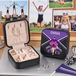 Personalizzato Cheerleading Cartoon Character PU Leather Jewelry Box Game Day Team Gift per Cheerleader Coach