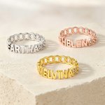 Personalised Heart Star Sterling Silver Ring with Name Dainty Jewellery Anniversary Birthday Gift for Mother Woman
