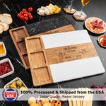 Personalized Engraved Name Text Marble 11 Pcs Cutting Board Coaster Set with Ceramic Bowl Ship from USA Wedding Mother's Day Gift for Family Friend
