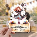 Personalised Cartoon Graduate Girl Waterproof Stickers with Name and Year Favor Label Celebration Graduation Party Decor for 2026 Graduates