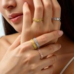 Personalised Heart Star Sterling Silver Ring with Name Dainty Jewellery Anniversary Birthday Gift for Mother Woman