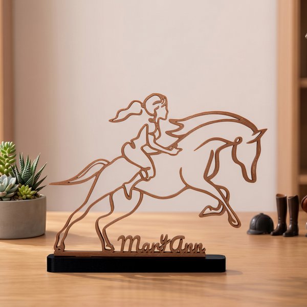 Personalizado Multicolor Línea Arte Caballo Escritorio Placa Ornamento con Nombre Decoración para el Hogar Cumpleaños Aniversario Equipo Regalo para Ecuestre Amante de los Caballos