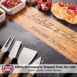 Personalized Engraved Name Date 11 Pcs Cutting Board Coaster Set with Ceramic Bowl Wooden Spoon Ship from USA Housewarming Gift for Family Friend